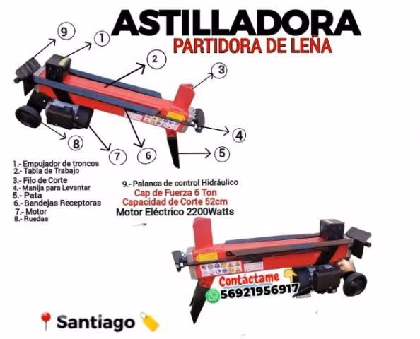Astilladora partidora eléctrica para leña