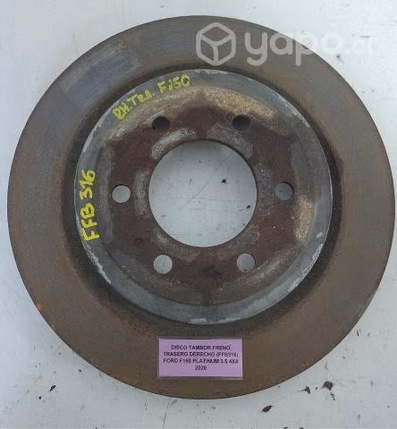 Disco Tambor Freno Trasero Derecho (FFB316) Ford F