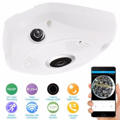 Camara Seguridad IP WIFi Panoramica Gran Angular (