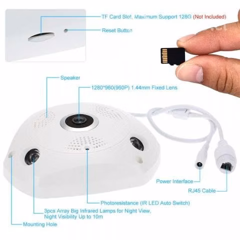 Camara Seguridad IP WIFi Panoramica Gran Angular ( - Imagen 2