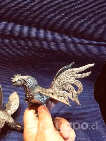 Lindo Par De Gallos De Pelea Plateados, - Imagen 3