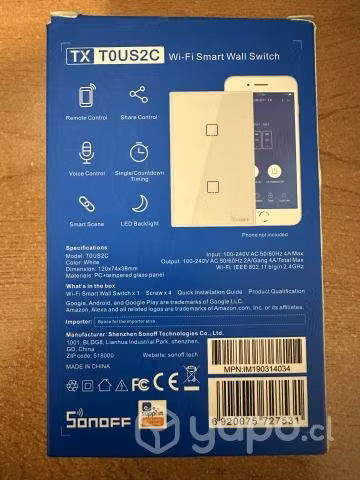 Interruptor Sonoff TX-T0US2C Wifi 2 Canales