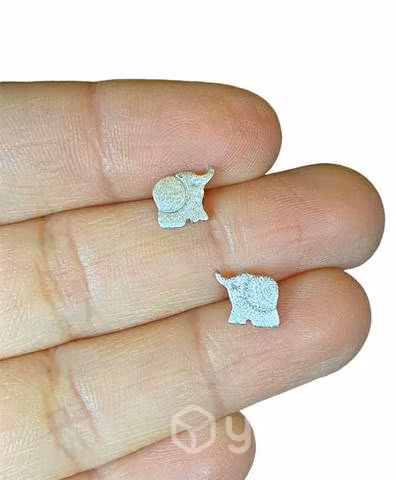 Aros de pendiente elefante brillante plata 925 - Imagen 3