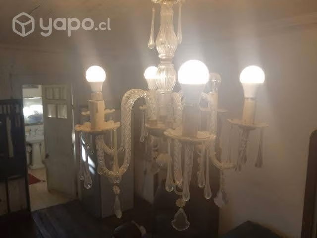 Lampara antigua de cristal 6 brazos