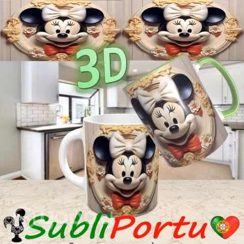 Tazones Diseño 3D De Mickey Y Minnie