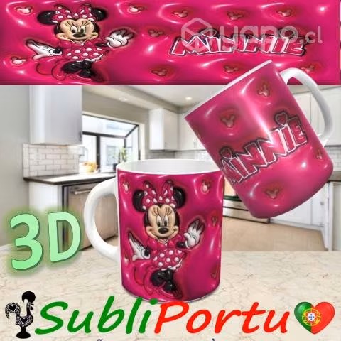 Tazones Diseño 3D De Mickey Y Minnie