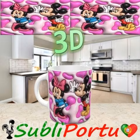 Tazones Diseño 3D De Mickey Y Minnie