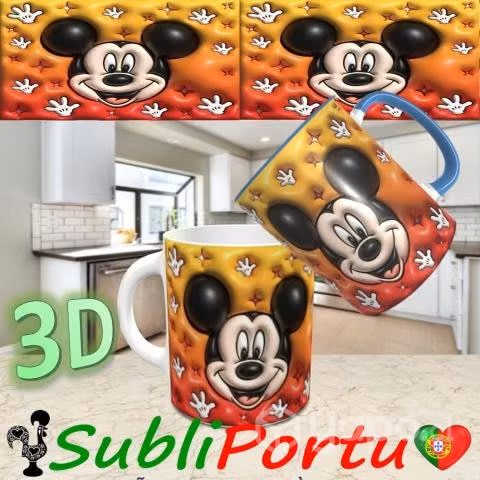 Tazones Diseño 3D De Mickey Y Minnie