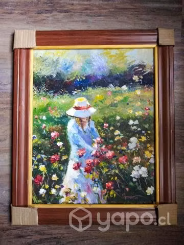 Cuadro- Pintura. Recolecta de rosas