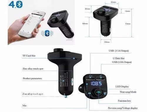 Transmisor De Radio Fm Bluetooth Dual Usb Auto Uni