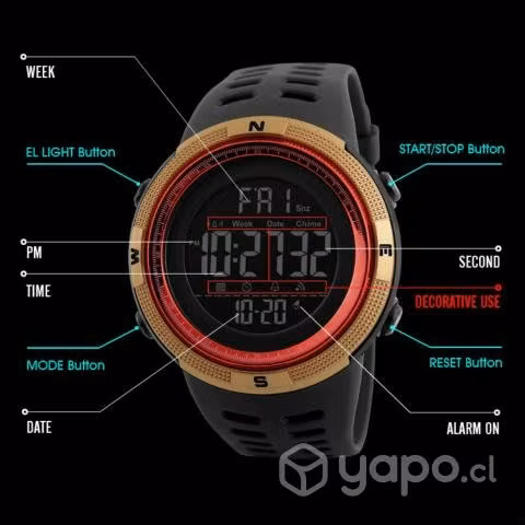 Reloj Digital Deportivo Resistente Al Agua Negro