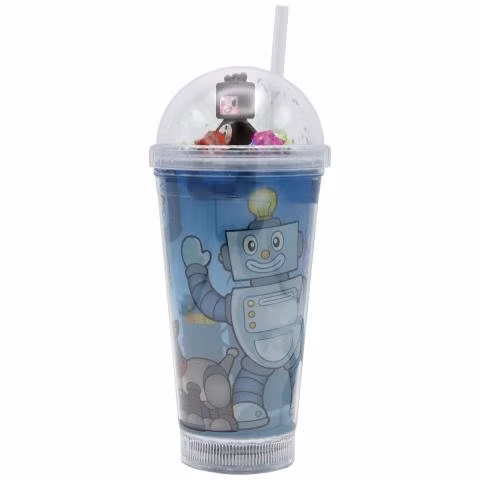 Vaso Diseño Robot Café Con Glitter y Diamantes