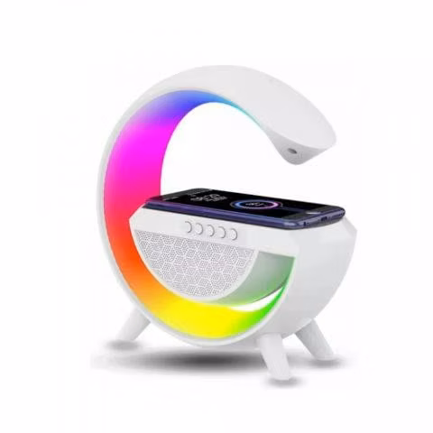 Lampara rgb cargador inalambrico parlante bluetoot