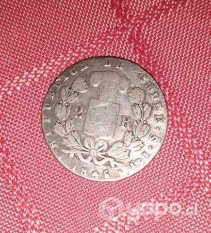 Moneda 2 reales Chile 1845 - Imagen 2