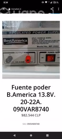 Fuente de Poder Entrada 220 volt Salida 13,8 volt
