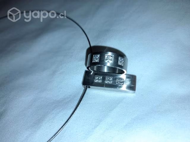 Anillo y colgante acero quirurgico y circones