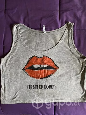 Top gris estampado