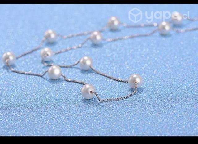 Elegante Collar De Plata Con finas perlas - Imagen 2