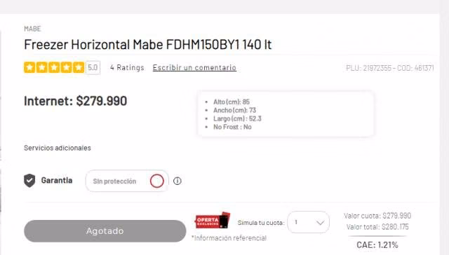 Freezer mabe fdhm150by1 150 lts - Imagen 4