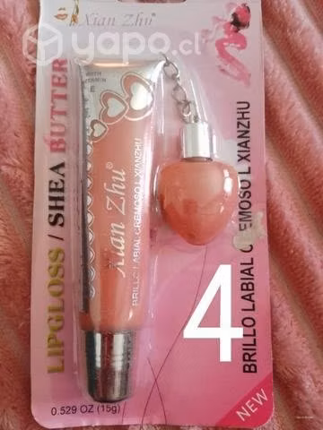 Brillo labial hermoso con mini labial de corazon