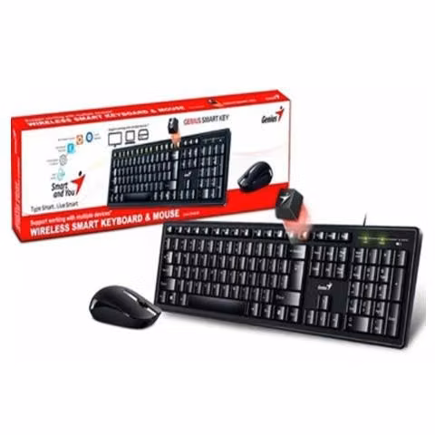 Kit teclado y mouse inalambrico usb, negro, genius