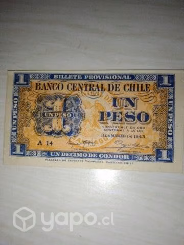 Billete 1 peso 1943