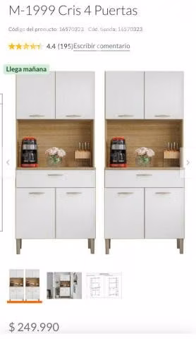 Combo 2 Muebles de Cocina 4 Puertas
