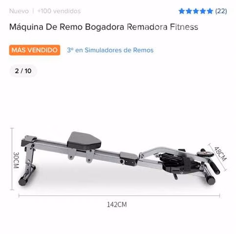 Remadora ejercicio. Compacta, fácil de guardar