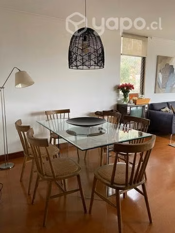 Mesa de comedor 6 pnas, base y cubierta de vidrio