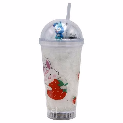 Vaso Diseño Coneja Celeste Con Glitter y Luz