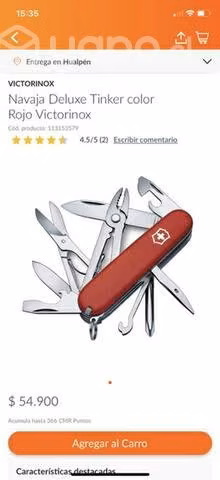 Multiuso victorinox , color Rojo modelo deluxe