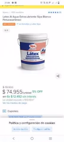 Tineta látex blanca sipa