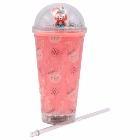 Vaso Diseño Coneja Rosada Con Glitter y Luz
