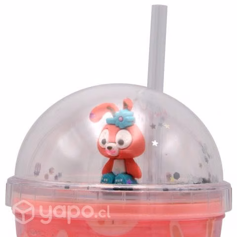 Vaso Diseño Coneja Rosada Con Glitter y Luz