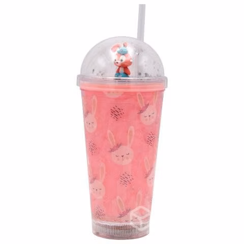 Vaso Diseño Coneja Rosada Con Glitter y Luz
