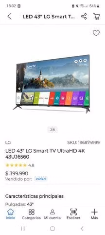 SMART TV 43" Pulgadas LG