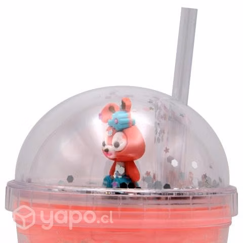 Vaso Diseño Coneja Rosa Fluor Con Glitter y Luz - Imagen 2