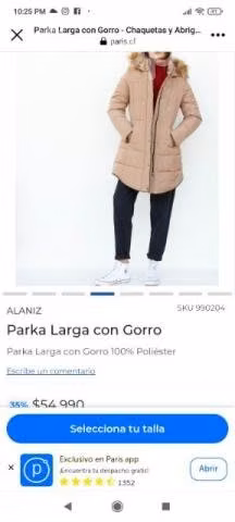 Parka beige talla S da para M casi nueva - Imagen 3