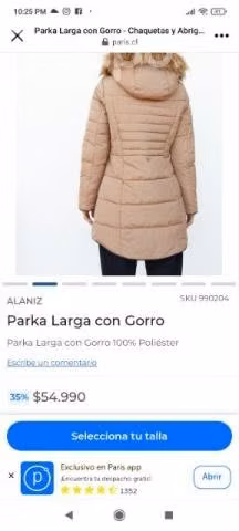 Parka beige talla S da para M casi nueva