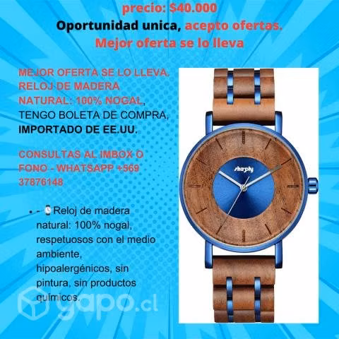 Reloj en madera nogal