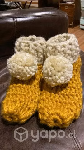 Pantuflas de lana a crochet