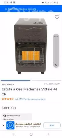 Estufa a gas Mademsa