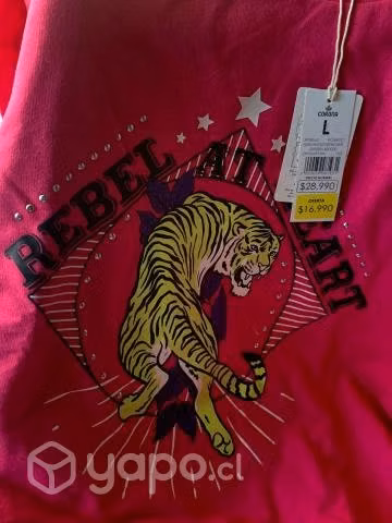 Poleron fucsia tigre oversized nuevo con etiqueta