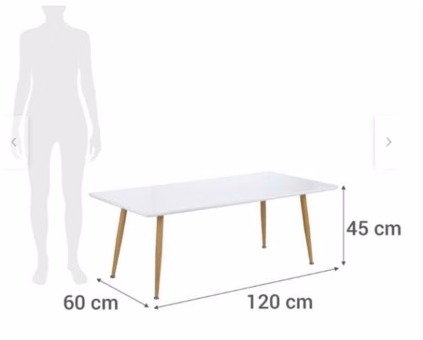 Mesa de centro 45x60x120 cm blanco