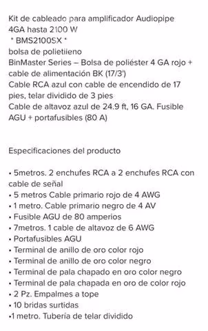 Cableado audio (kit alto rendimiento)