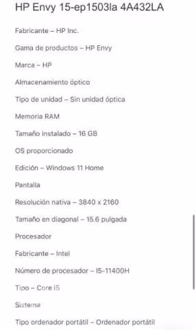 Notebook HP Envy 15-ep1503la