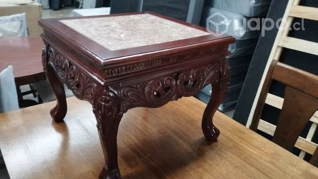 Elegante Mesa lateral Madera y Mármol nueva