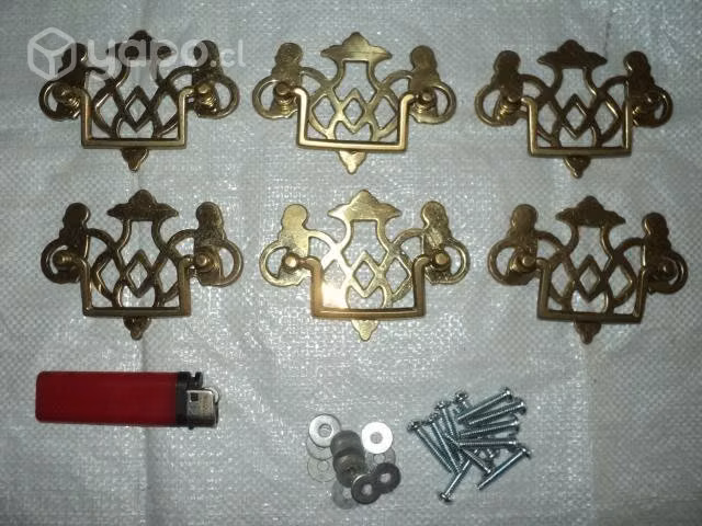 Jgo. 6 Tiradores Chippendale De Bronce