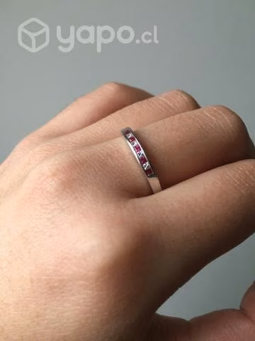 Anillo de oro Blanco, diamantes y rubis - Imagen 5