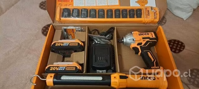 Kit Llave De Impacto Inalambrica + Lampara + Acc